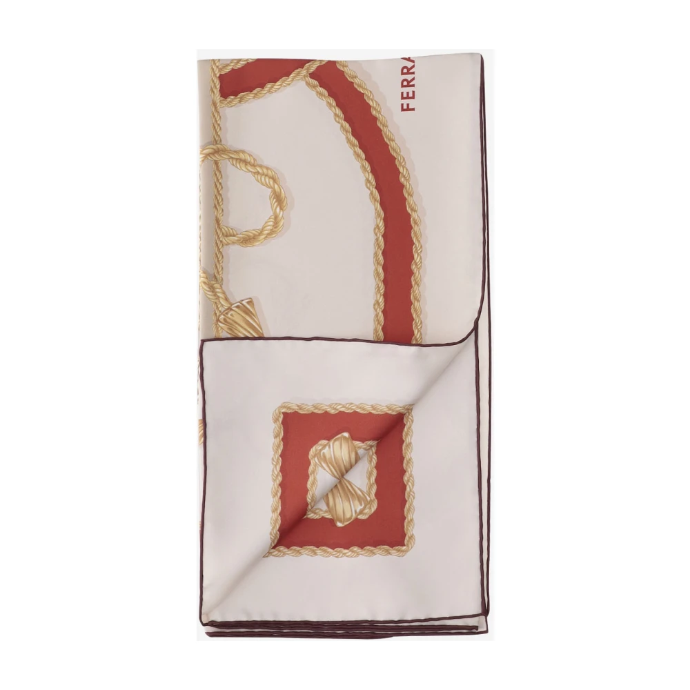 Salvatore Ferragamo Zijden Sjaal Kettingen Patroon Logo Detail Multicolor Dames