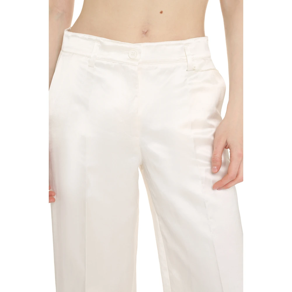 P.a.r.o.s.h. Viscose Zijden Broek met Zakken White Dames