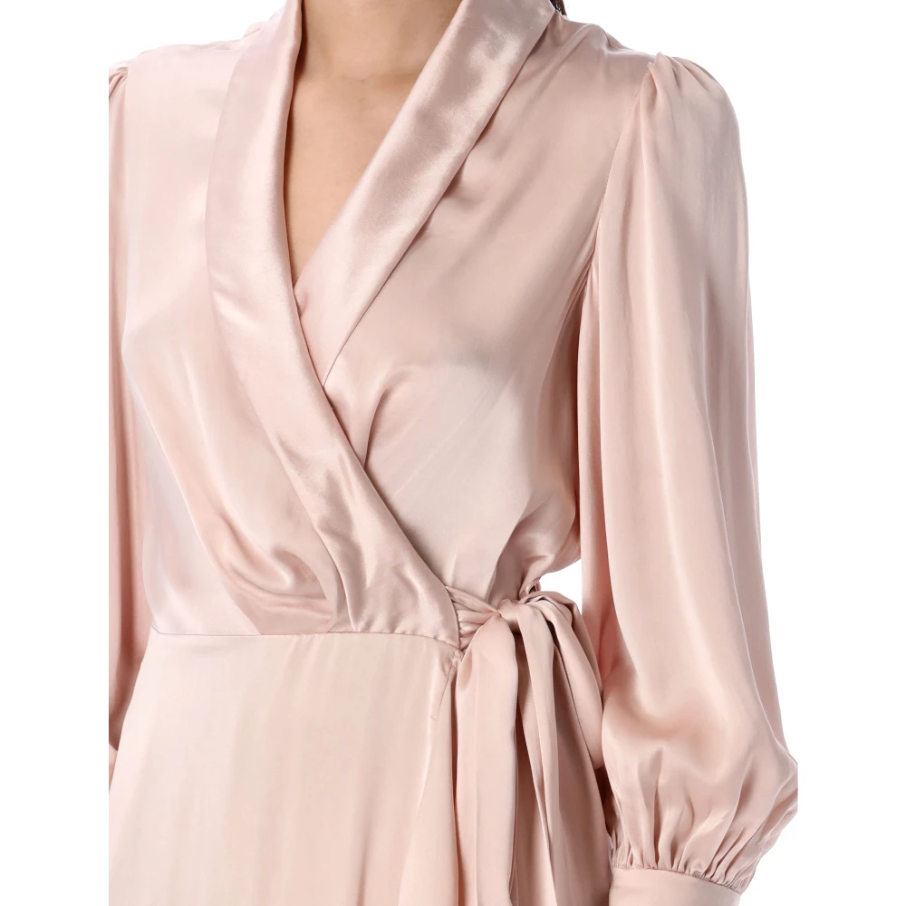 Zimmermann Zijden Wikkel Midi Jurk Pink Dames
