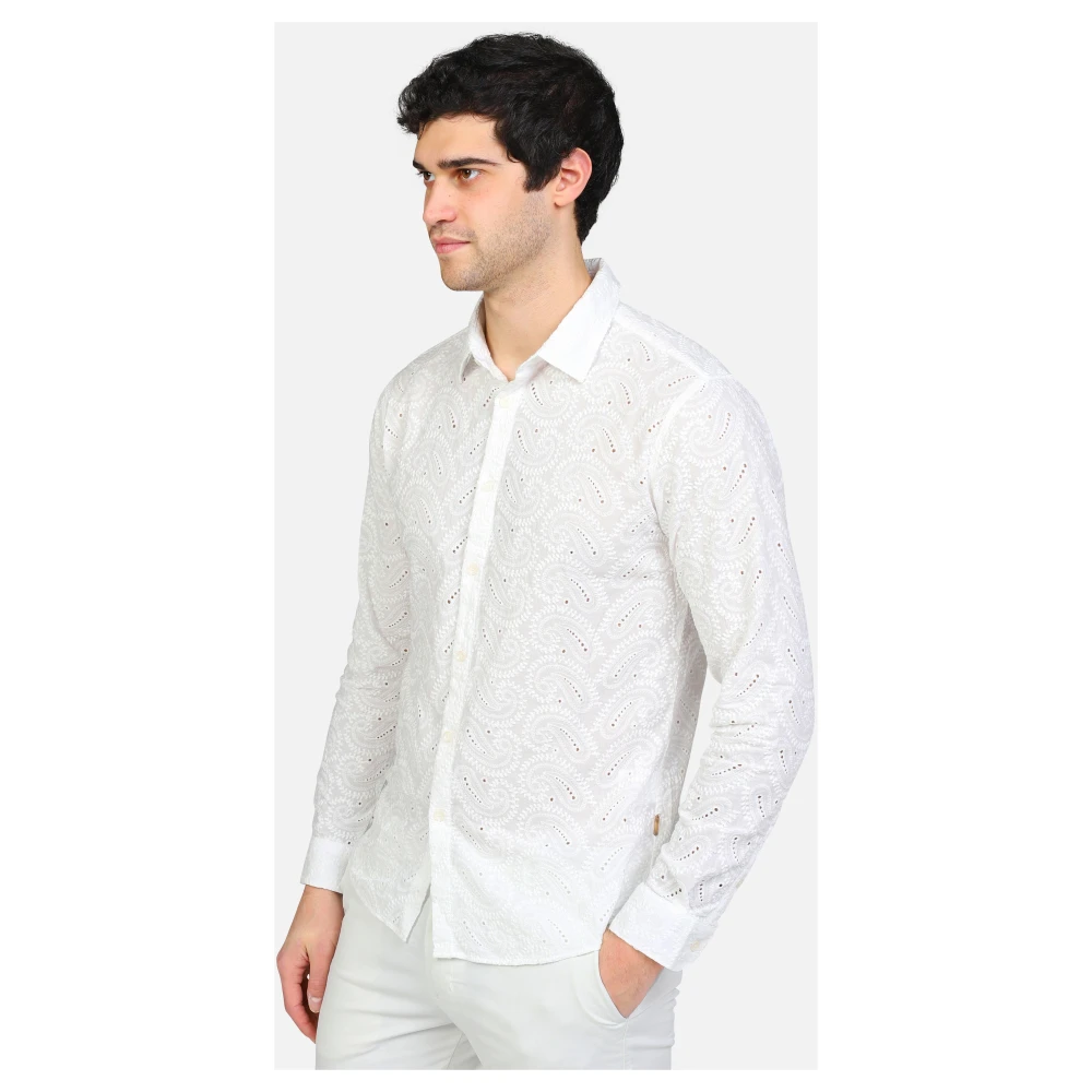 Gianni Lupo Gestreepte Kraag Blouses White Heren