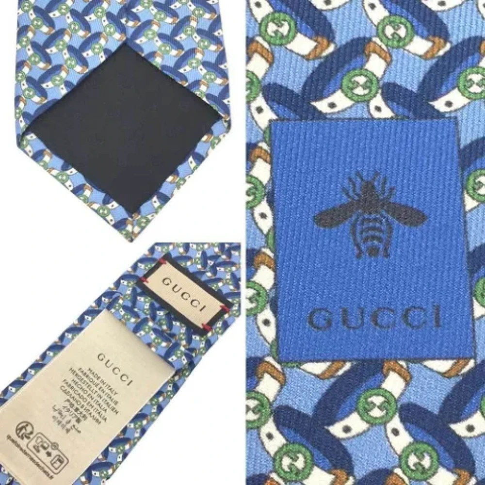 Gucci Vintage Pre-owned Silk home-office Blue Dames