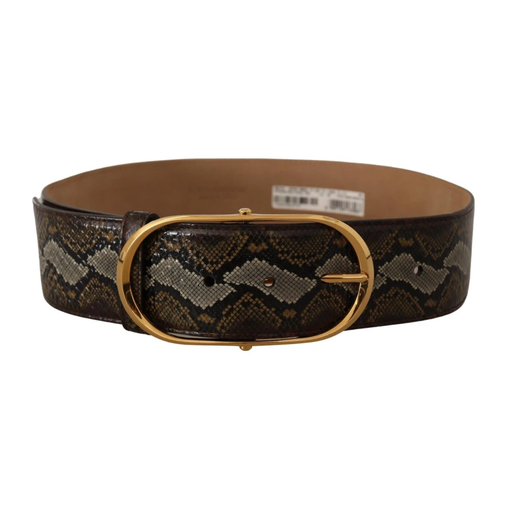 Dolce & Gabbana Women's Gold Elegant Oval Buckle Leather Belt