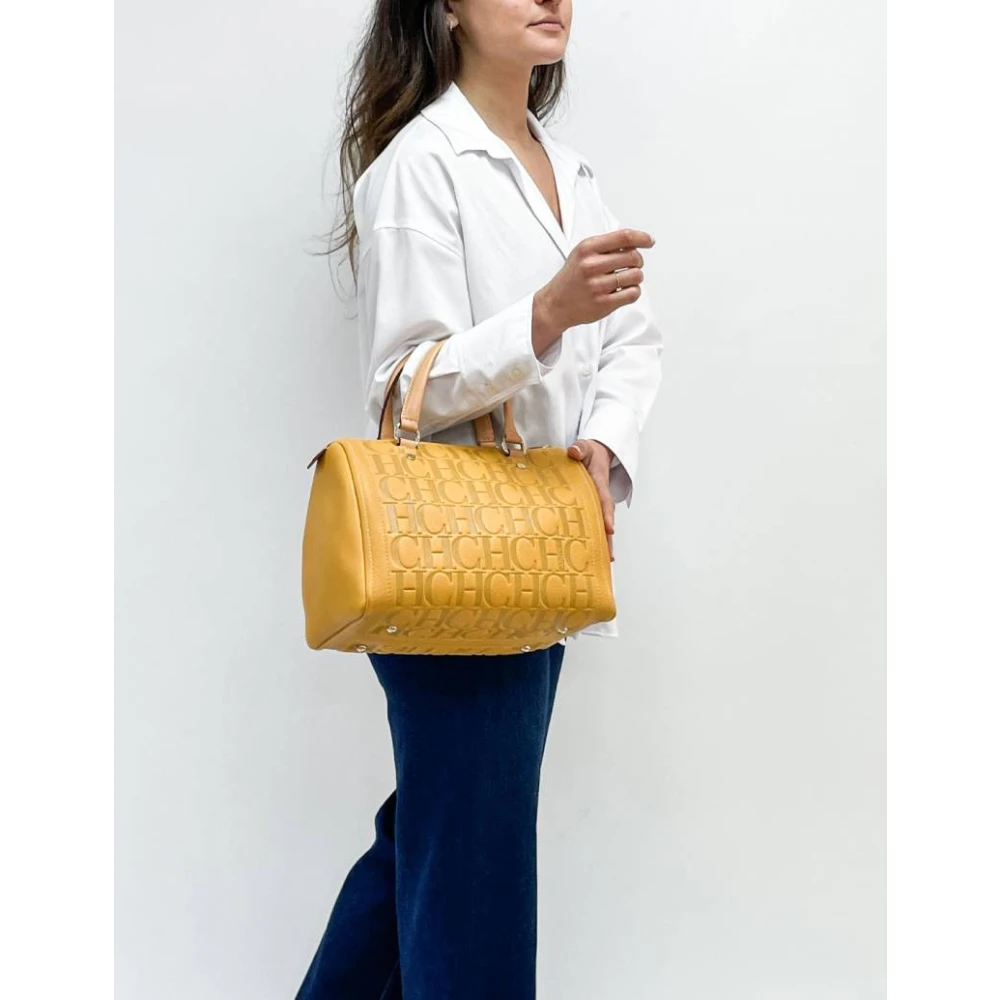 Carolina Herrera Andy 7 Tatuado Mimosa Leren Tas Yellow Dames