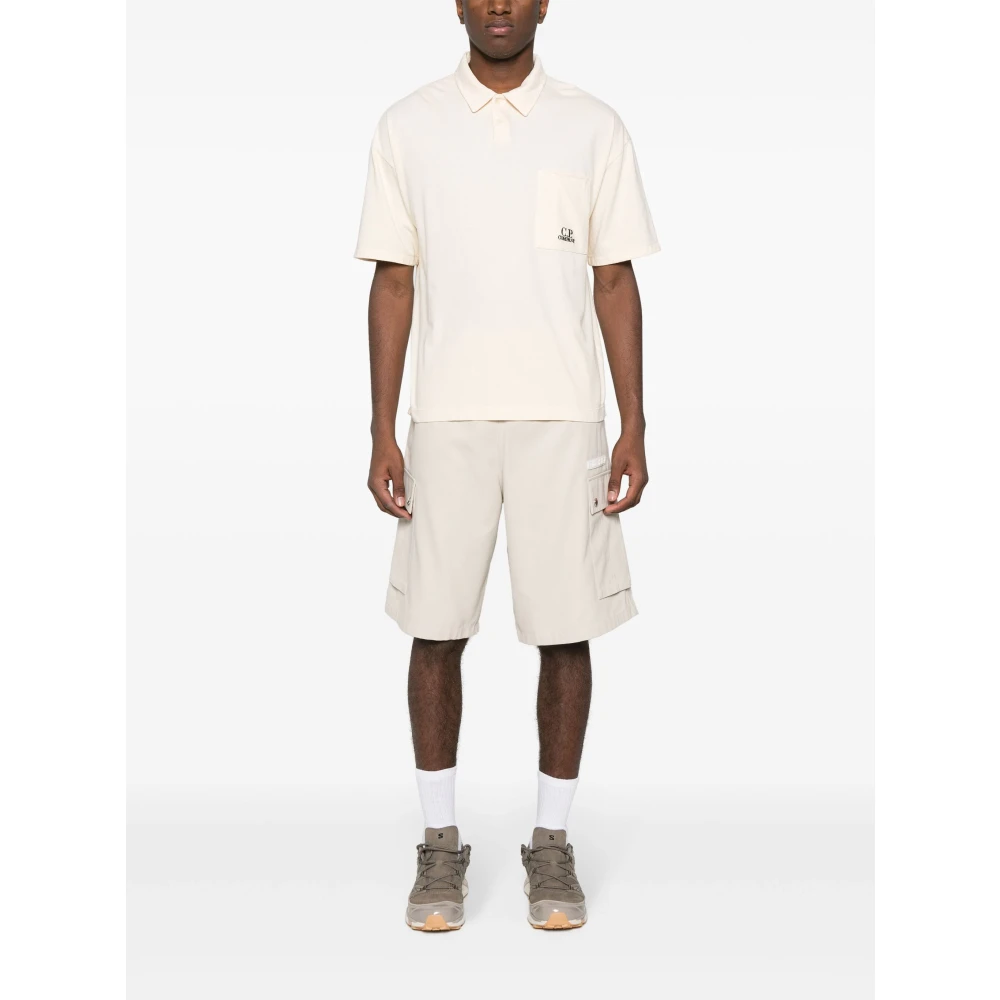 C.P. Company Geborduurd Logo Polo Shirt Beige Heren