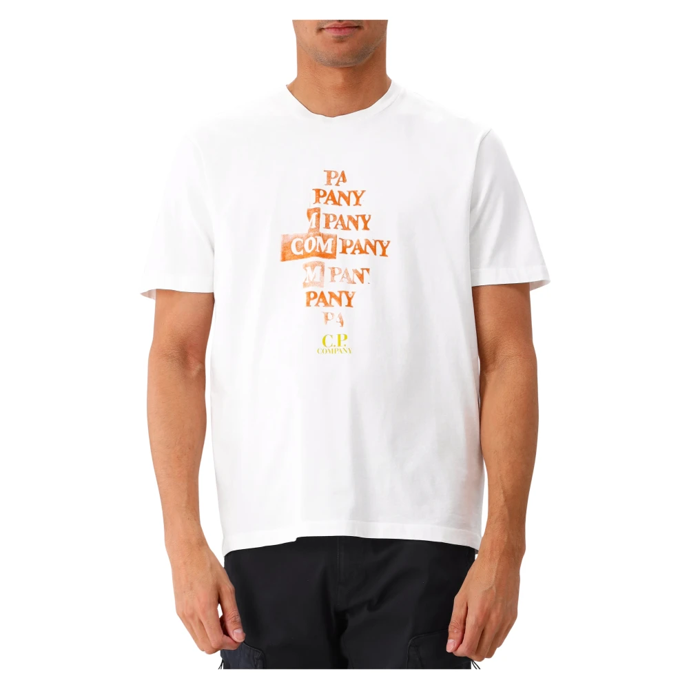 C.P. Company Wit T-shirt met voorlogo White Heren