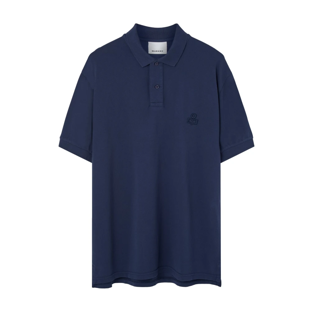 Isabel marant Geborduurd Navy Polo Shirt Blue Heren