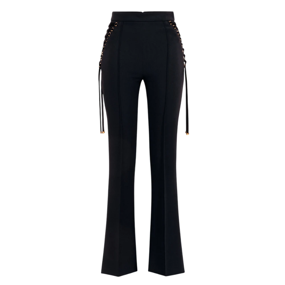 Elisabetta Franchi Black Flared Trousers With Elegant Silhouette - Female - Wide Trousers - Xs - Trousers