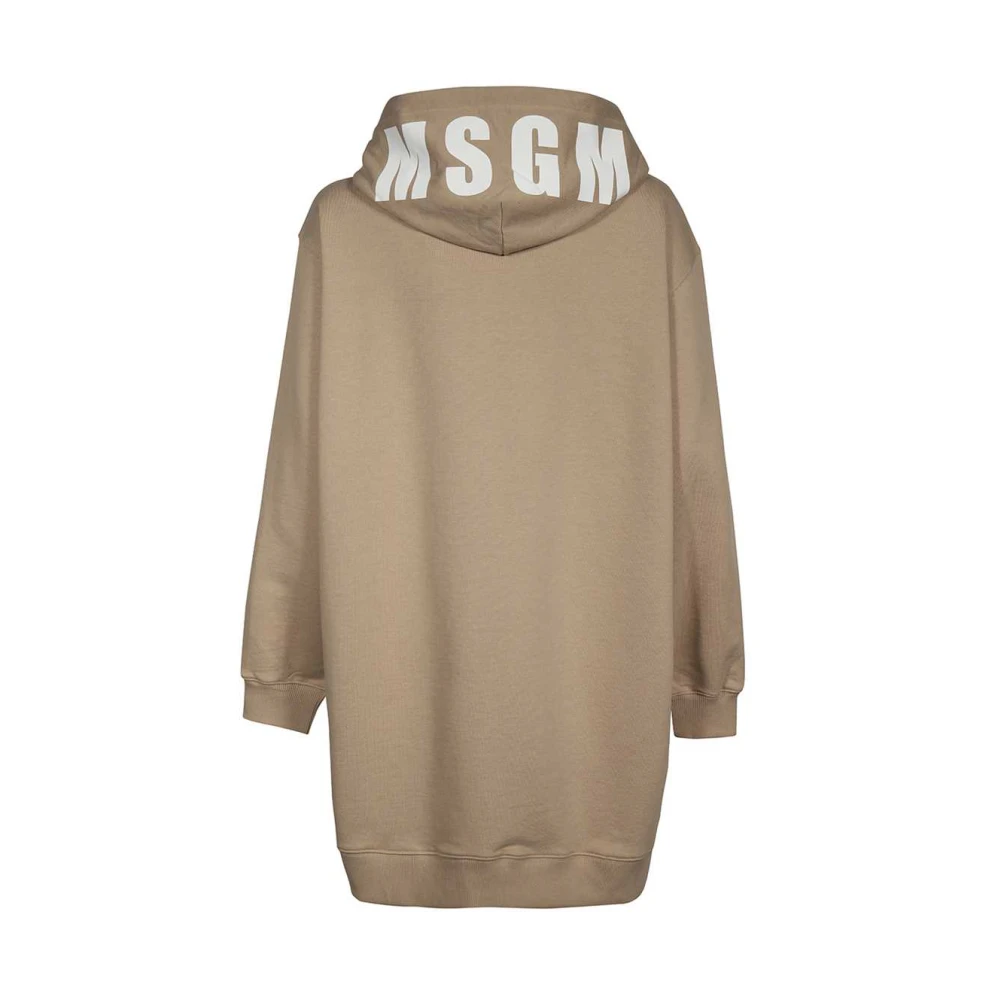 Msgm Katoenen hoodie met geribbelde boorden Beige Dames