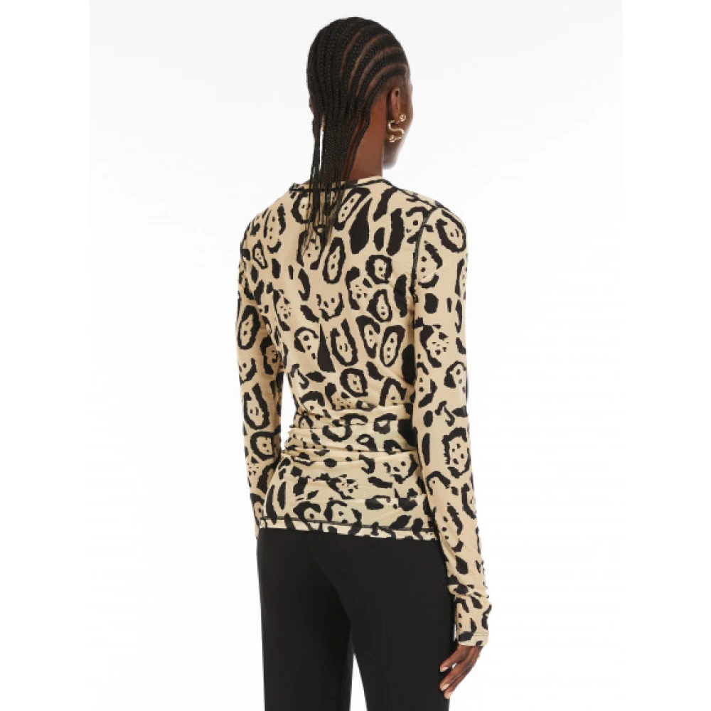 Max Mara Dierenprint Tule Longsleeve T-shirt Brown Dames