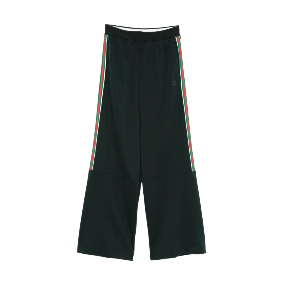 Gucci Women's Green Wide Trousers, S, Trousers
