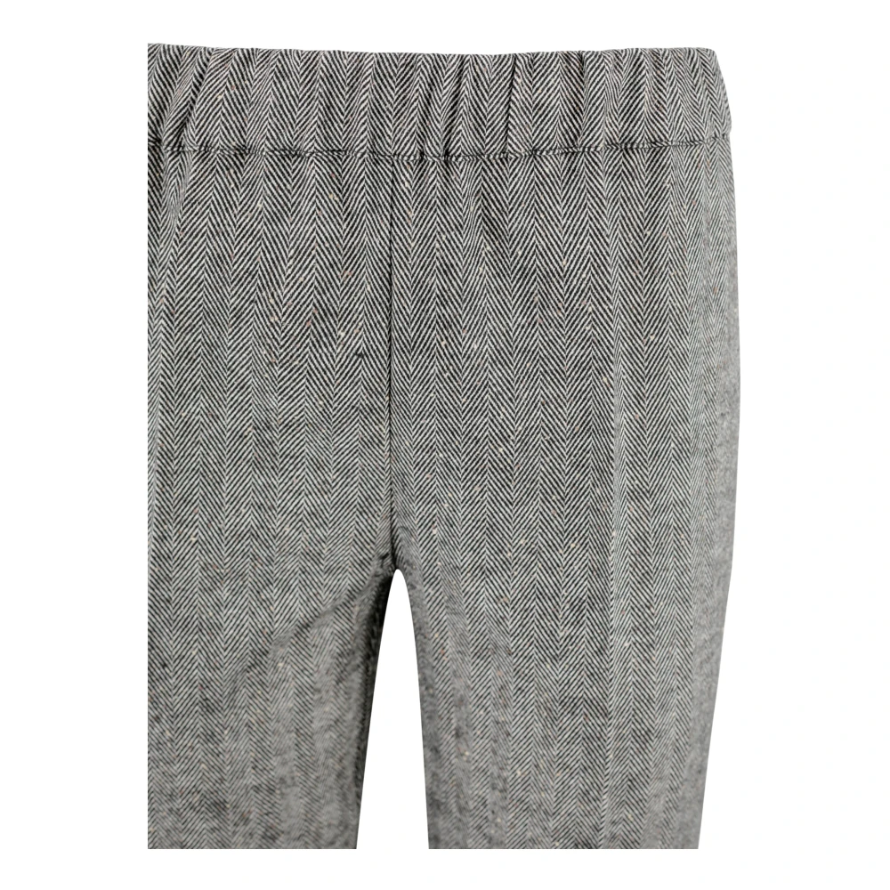 D.Exterior Flanellen Elastische Taille Rechte Pijp Broek Gray Dames