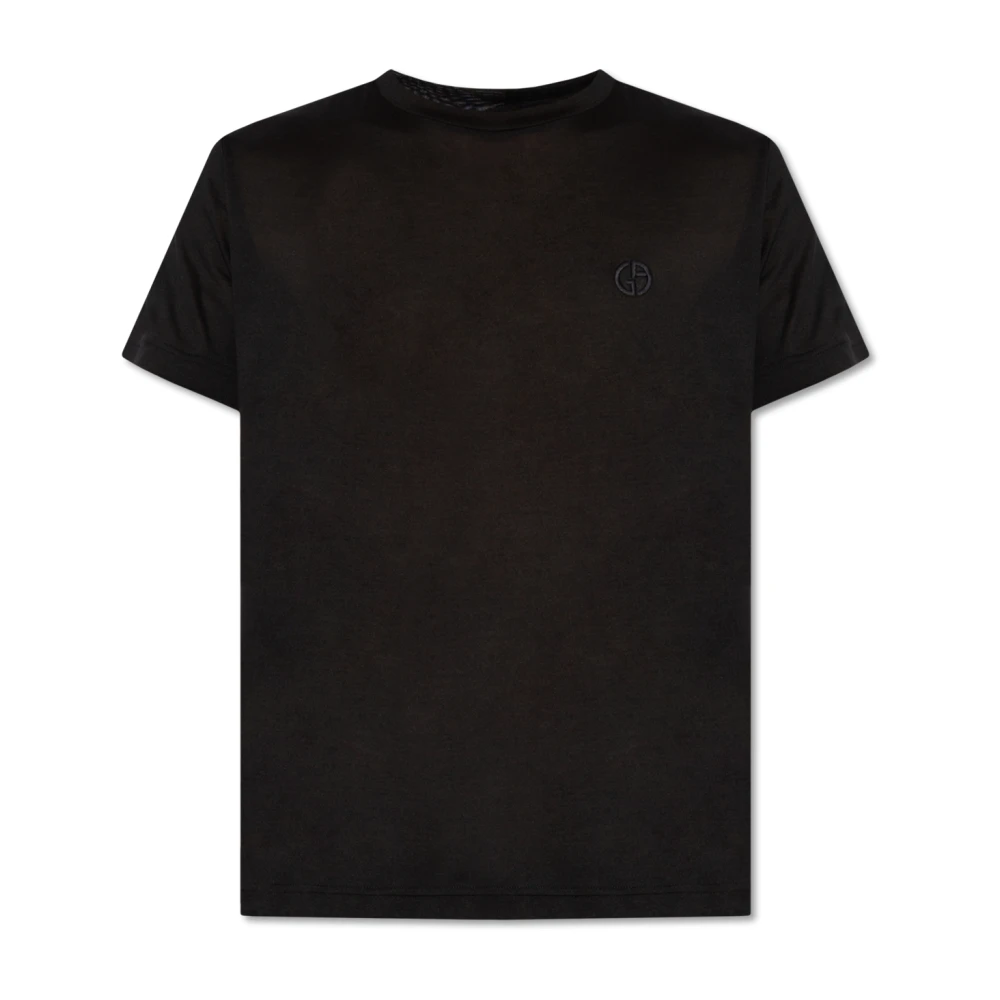 Giorgio Armani Zijden T-shirt Black Heren