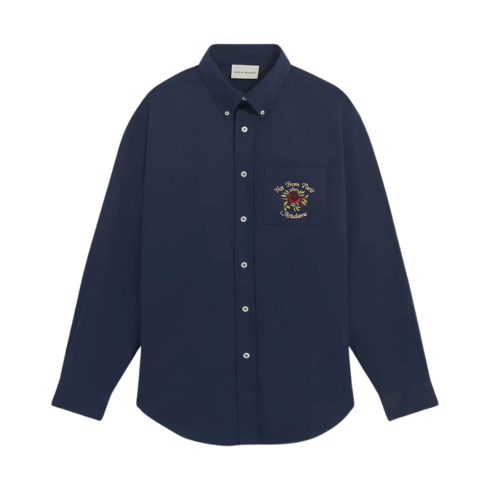 Drole de Monsieur Bloemen Slogan Shirt (Donkerblauw) Blue Heren