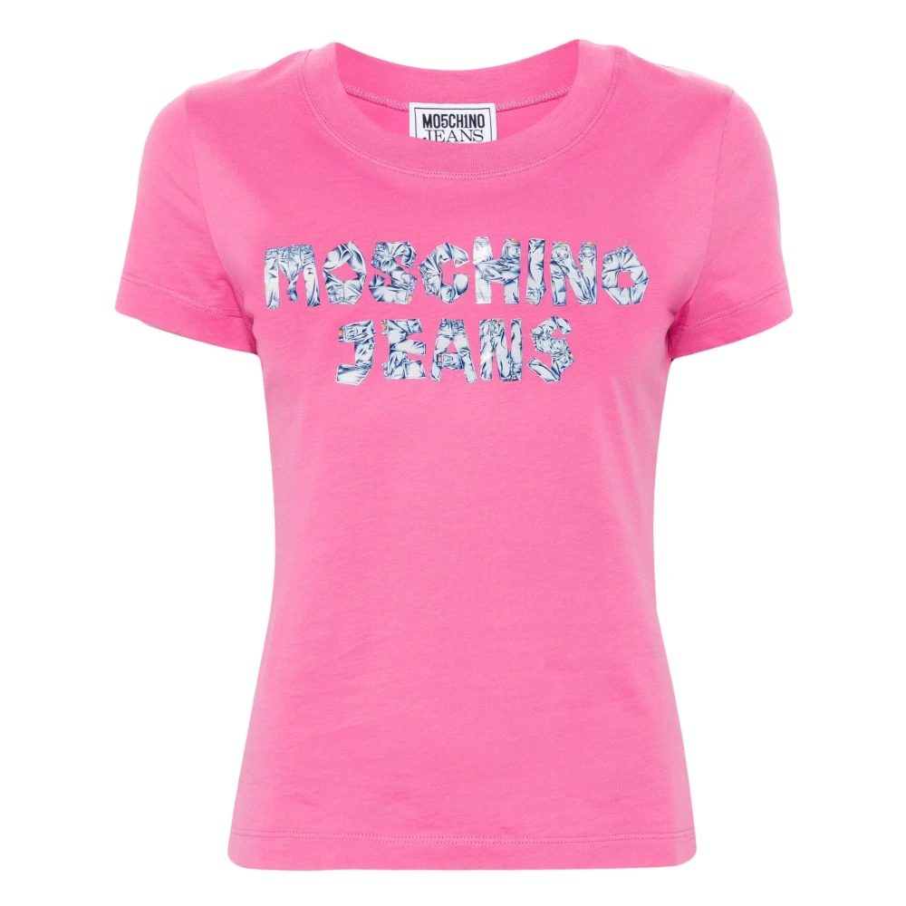 Moschino Roze Katoenen Jersey Korte Mouw T-Shirt Pink Dames