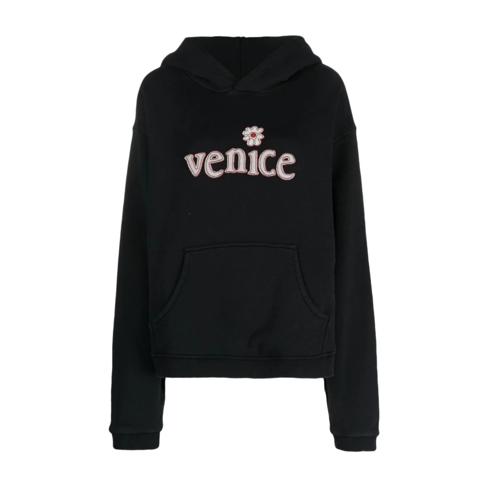 ERL Zwarte hoodie met Venice logo patch Black Dames