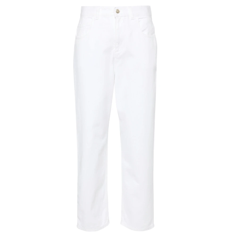 Hvite høytlåste cropped jeans