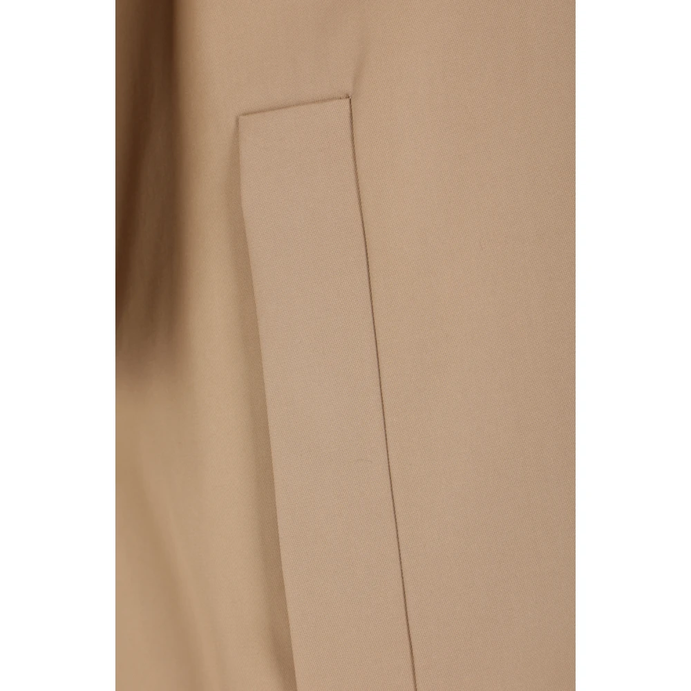 Max Mara Beige Katoenen Gabardine Jas met Klepzakken Beige Dames