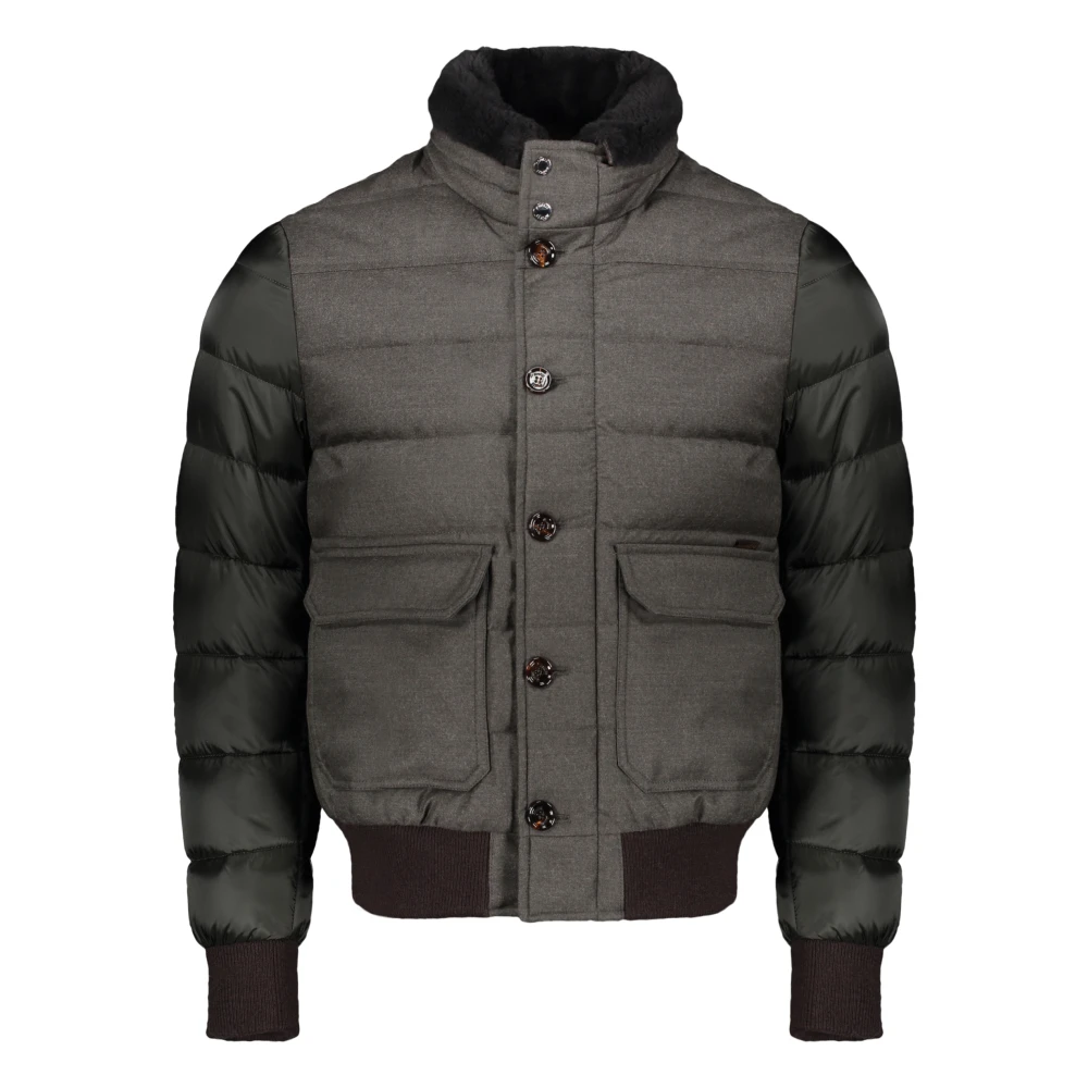 Moorer Men's Green Shearling Collar Bomber Jacket