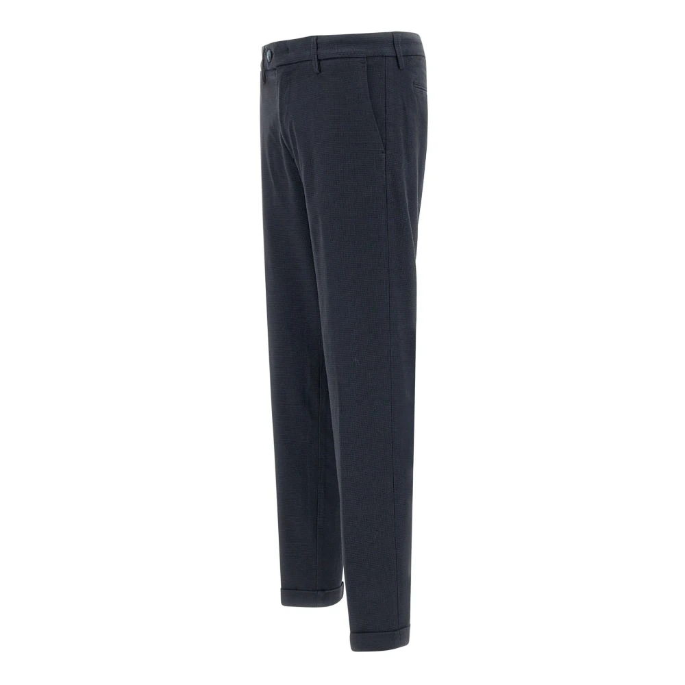 Re-Hash Blauwe Houndstooth Slim Fit Broek Blue Heren
