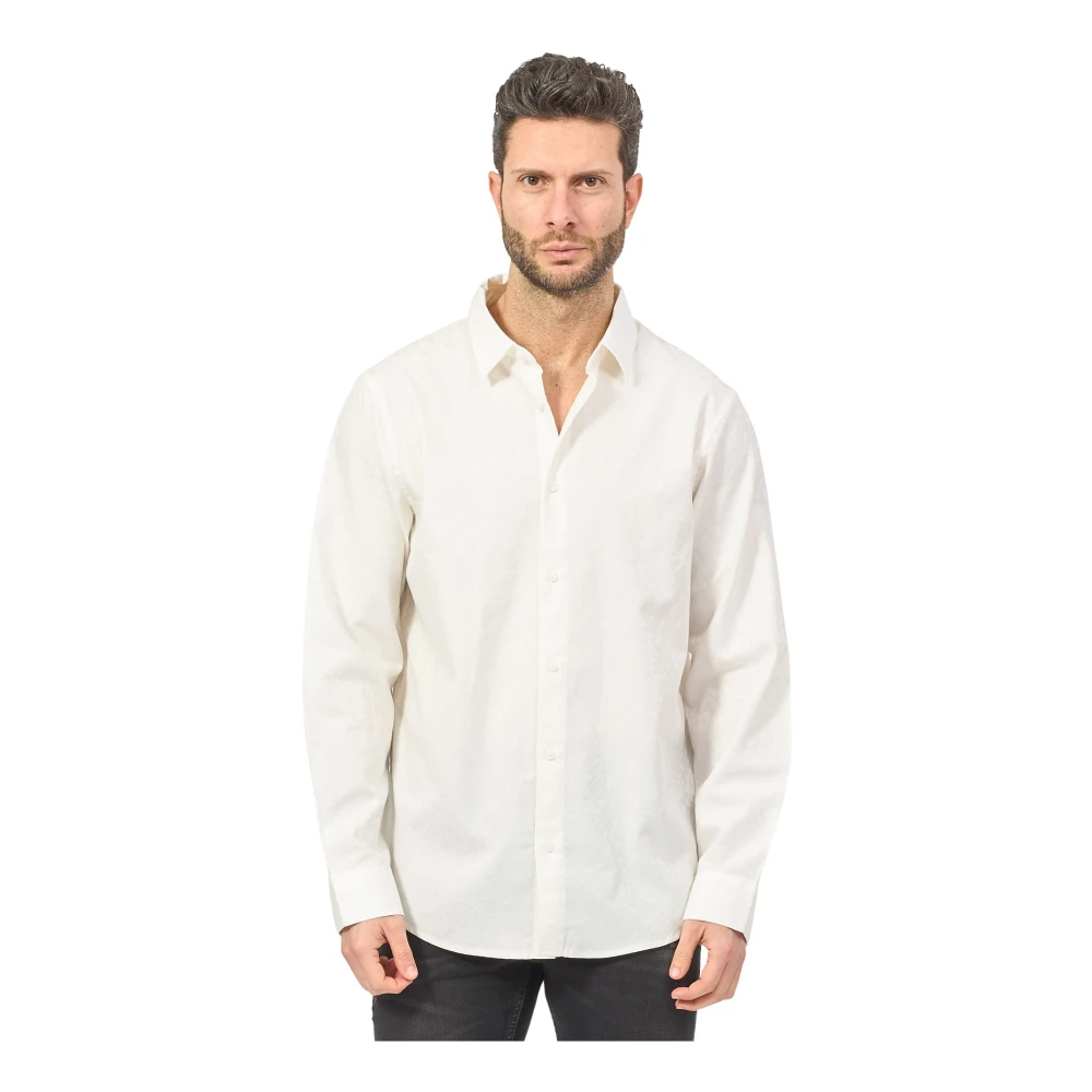 Armani Exchange Wit overhemd met micro-patroon White Heren