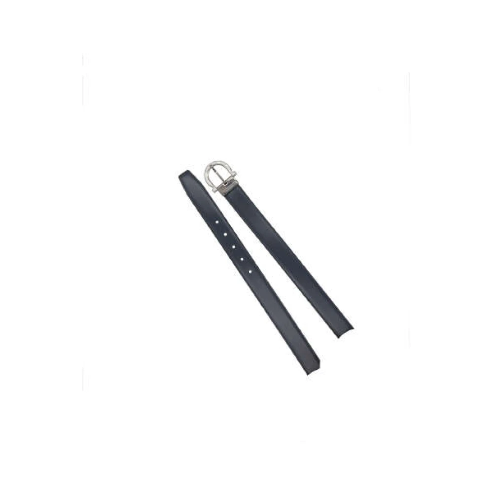 Salvatore Ferragamo Omkeerbare Leren Riem Donkerblauw Zwart Blue Heren