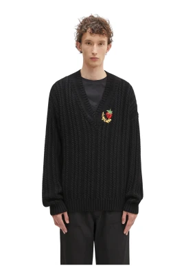 Cableknit V-Neck Sweater