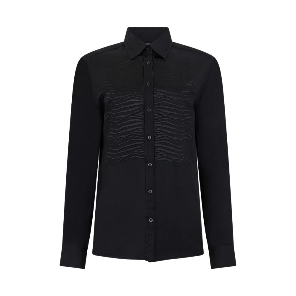 Roberto Cavalli Women's Black Shirts, M, Cotton Shirt With Embroidered Zebra Motif
