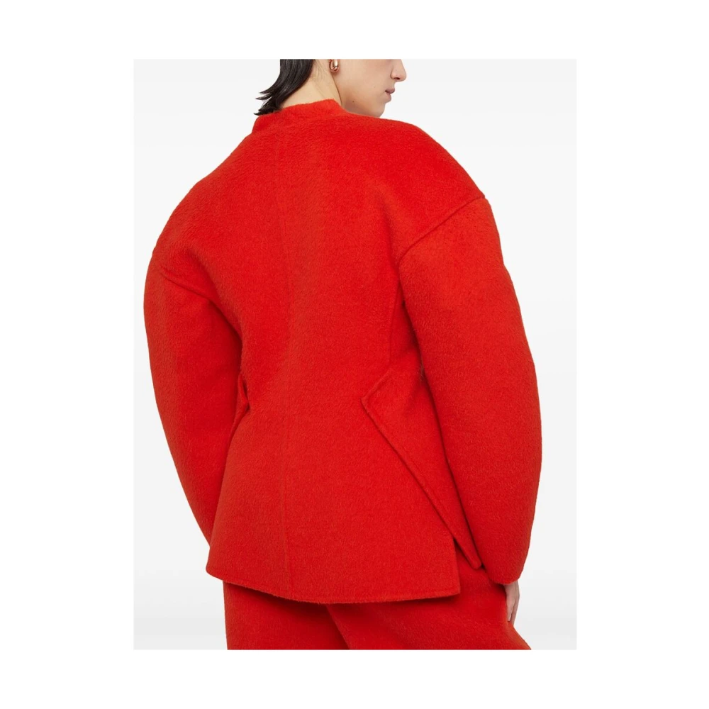 Jil Sander Rode Wollen Mix Oversized V-Hals Red Dames