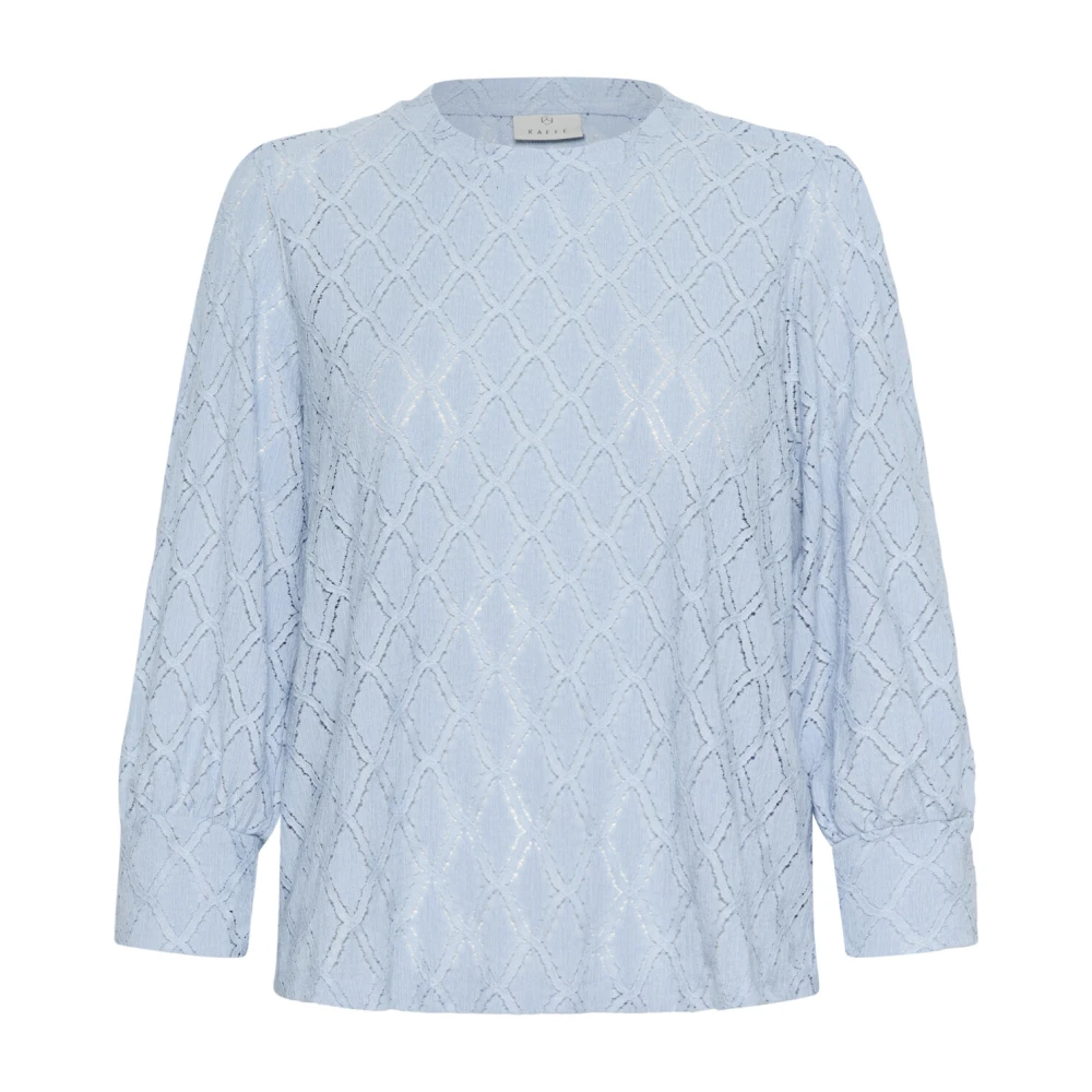 Kaffe Kanten Blouse Zacht Chambray Stijlvol Model Blue Dames