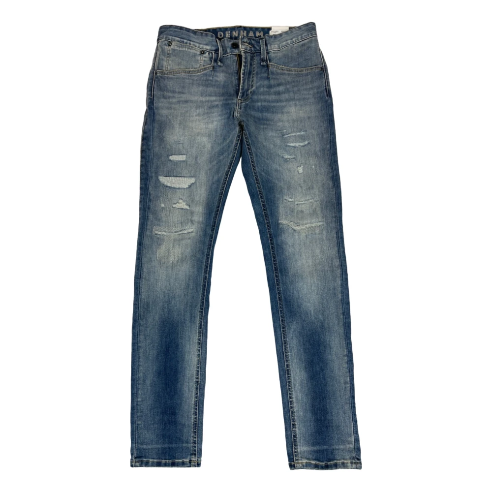 Denham Destroyed Skinny Fit Mid Blue Jeans Blue Heren