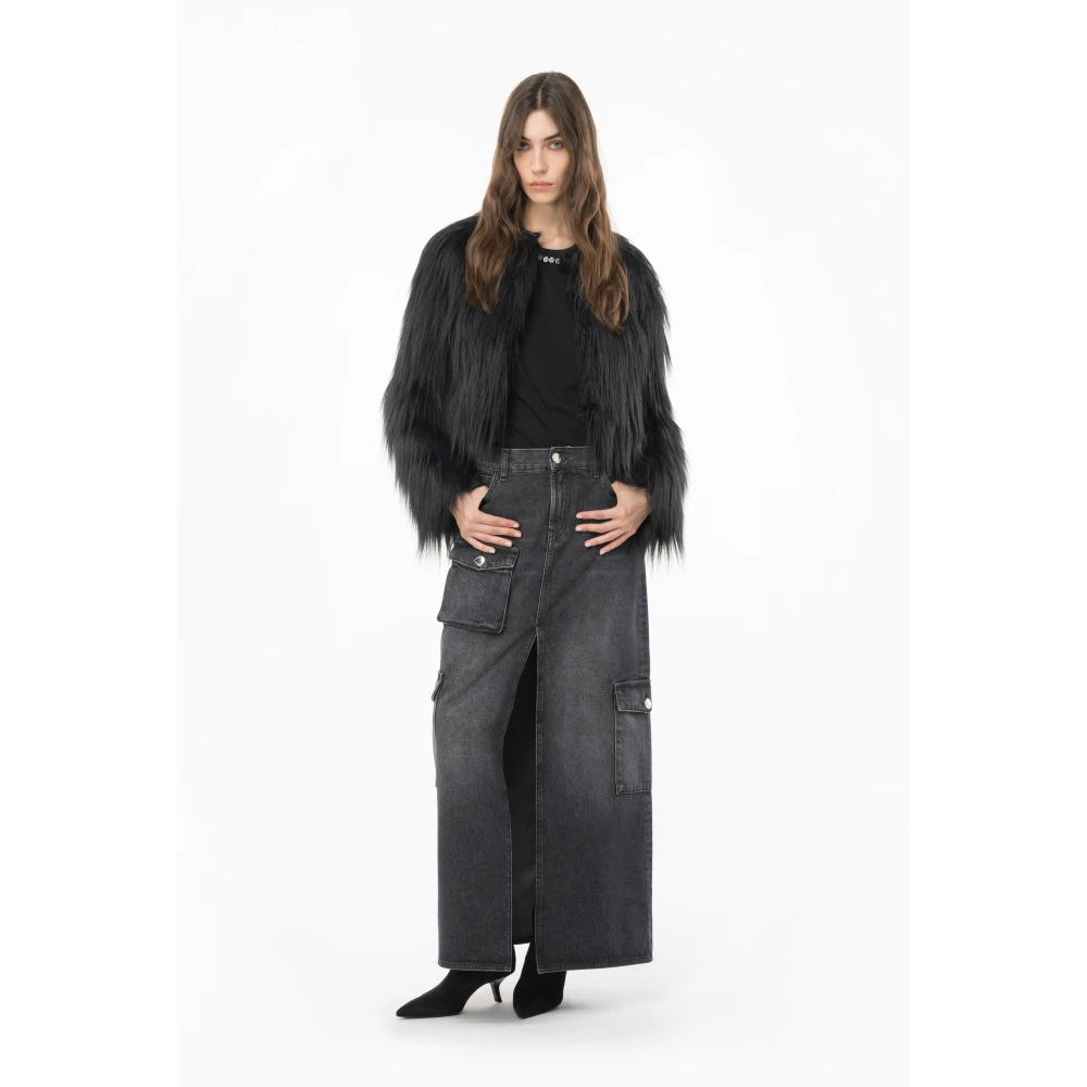 pinko Zwarte denim cargorok Black Dames