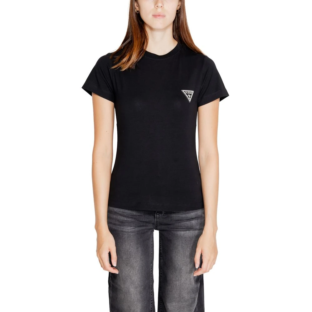 Guess Zwarte Ronde Hals T-Shirt voor Vrouwen Black Dames