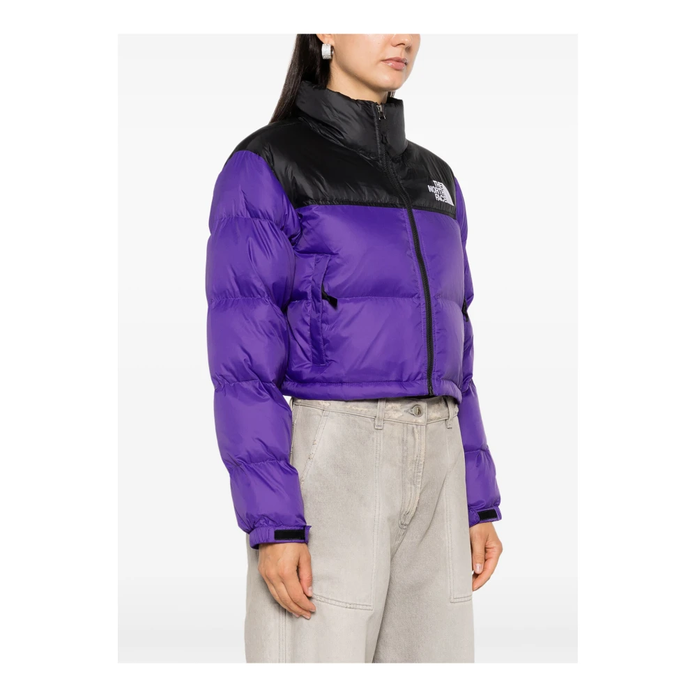 The North Face Cropped Nuptse Puffer Jas Purple Dames