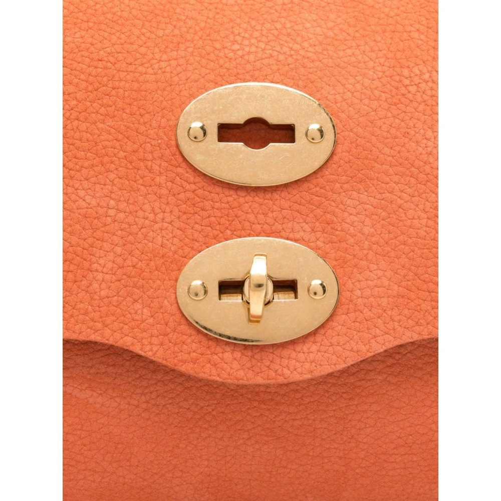 Zanellato Oranje Leren Schoudertas met Gouden Studs Orange Dames