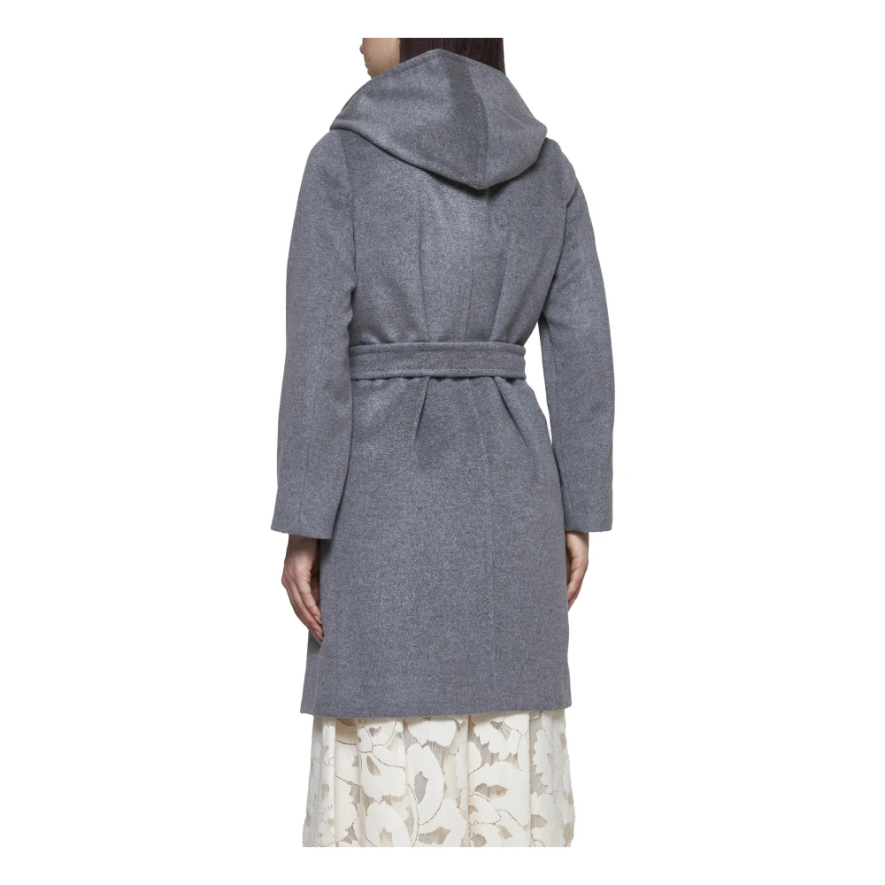 Max Mara Studio Newmang Wollen Jas met Capuchon Gray Dames