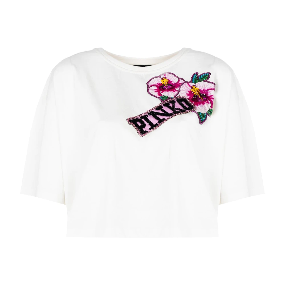 Pinko Elegant 3D Print T-Shirt White Dames