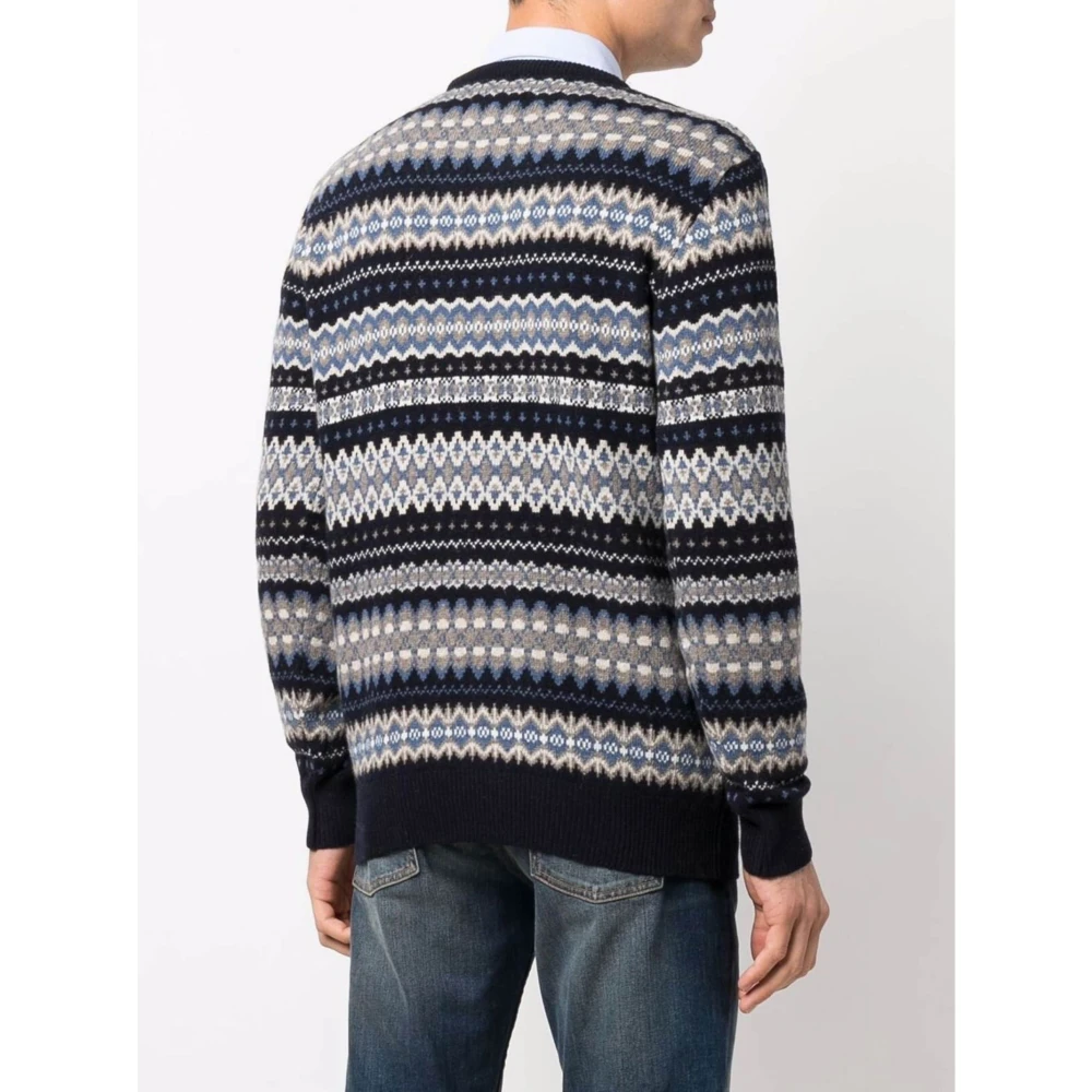 Barbour Blauwe Fair Isle Trui Blue Heren
