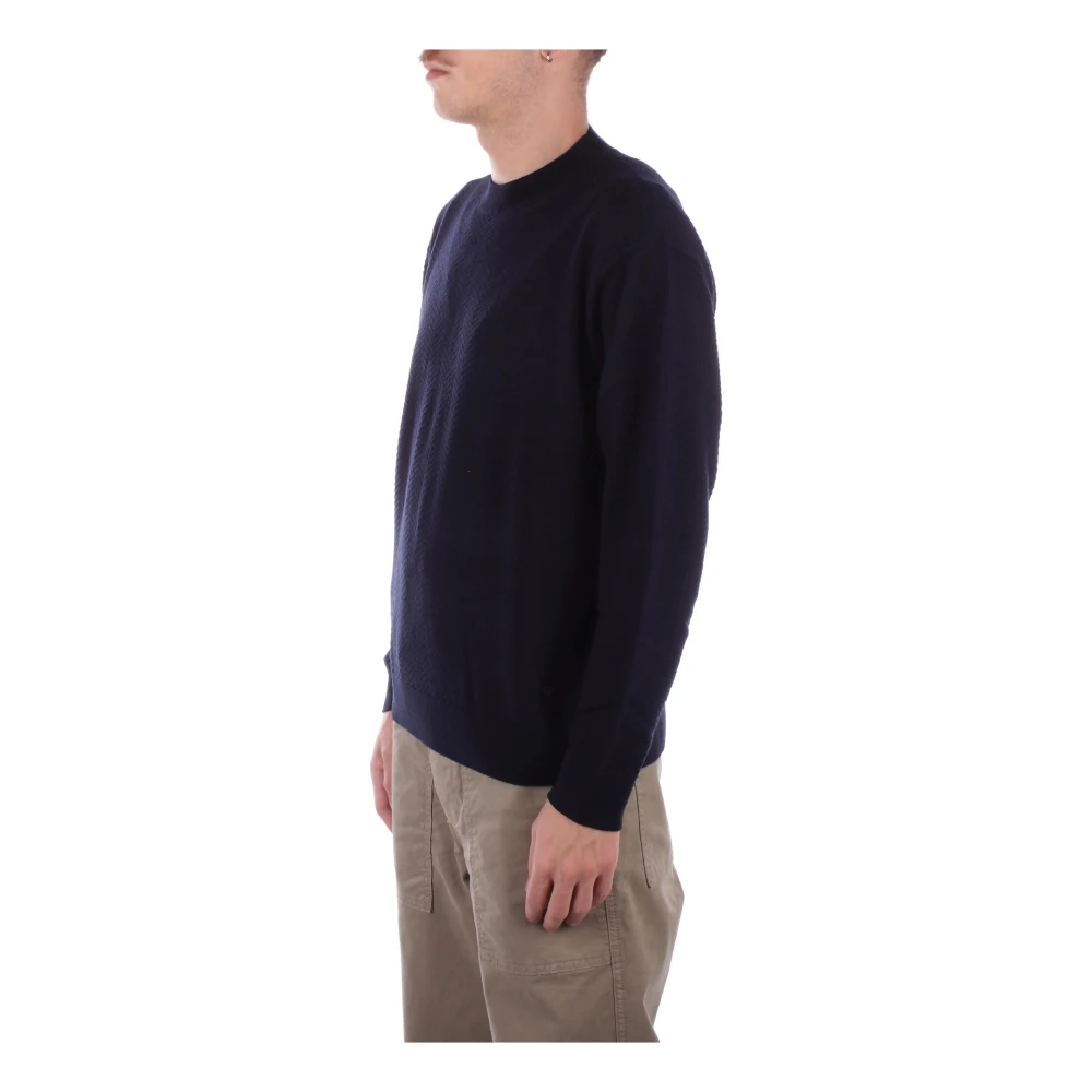 Emporio Armani Blauwe Logo Front Sweater Blue Heren