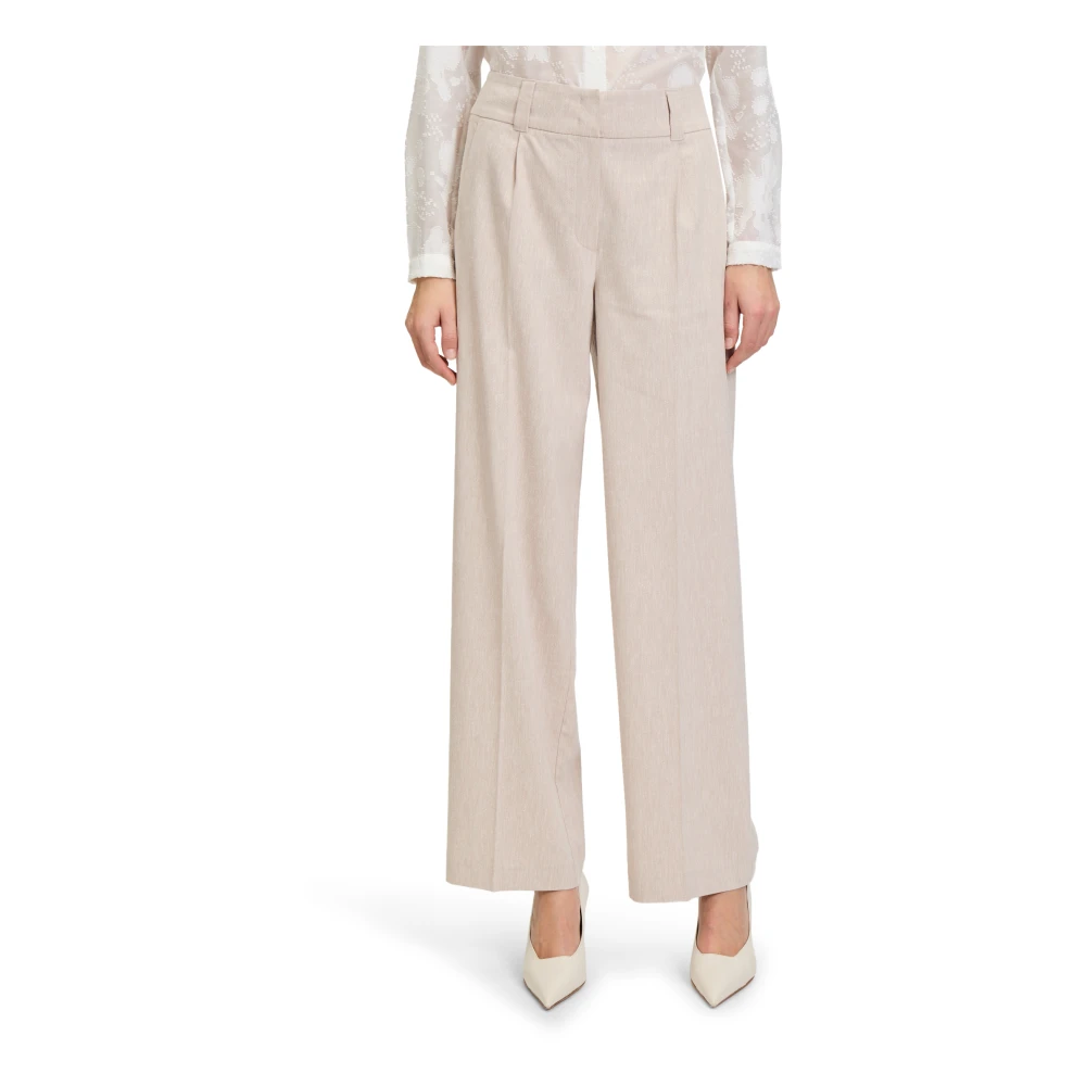 Betty & Co Broek met wijde pijpen Beige Dames