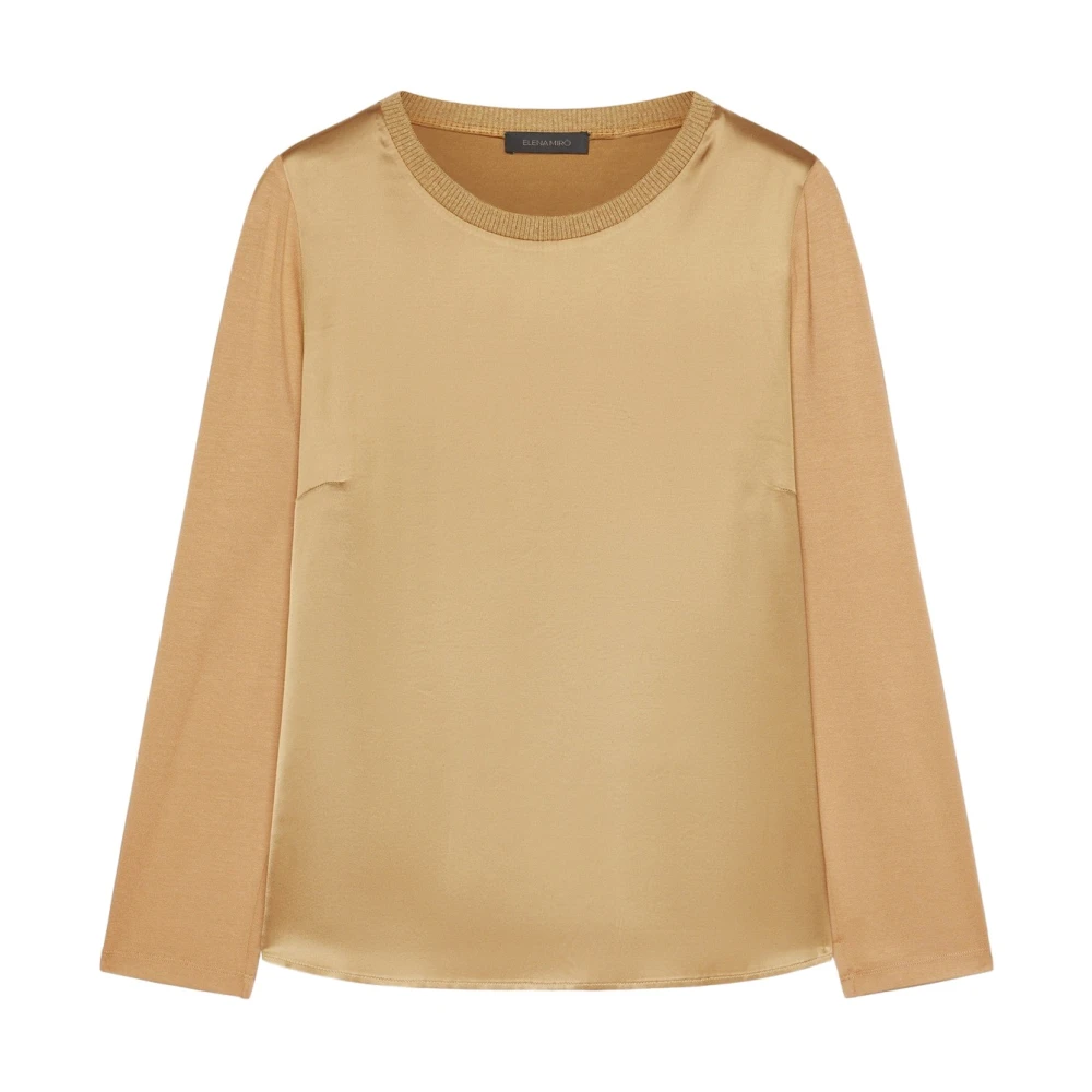 Elena Mirò Viscose T-shirt Brown Dames