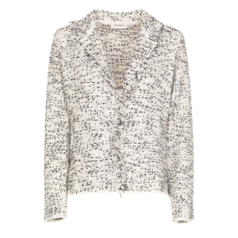 Kangra Kasjmier Wol Witte Jas met Lurex White Dames