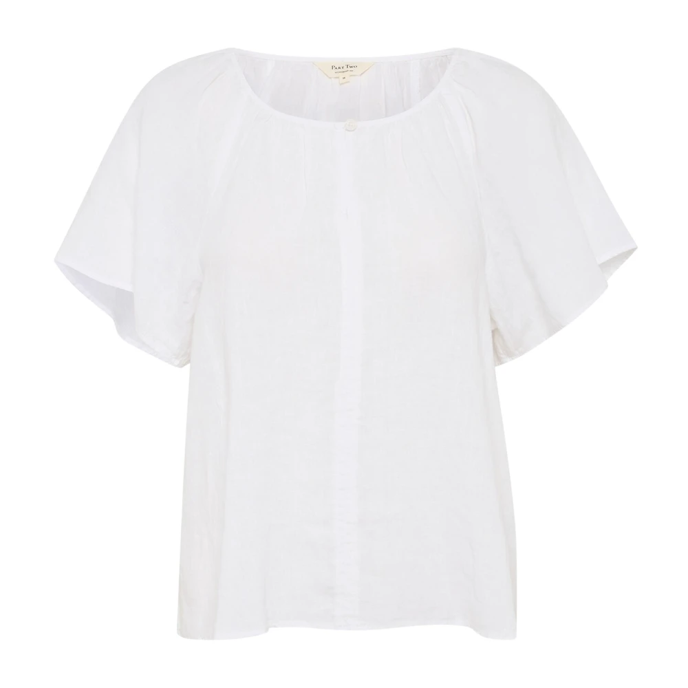 Part Two Vrouwelijke Linnen Blouse Bright White Dames