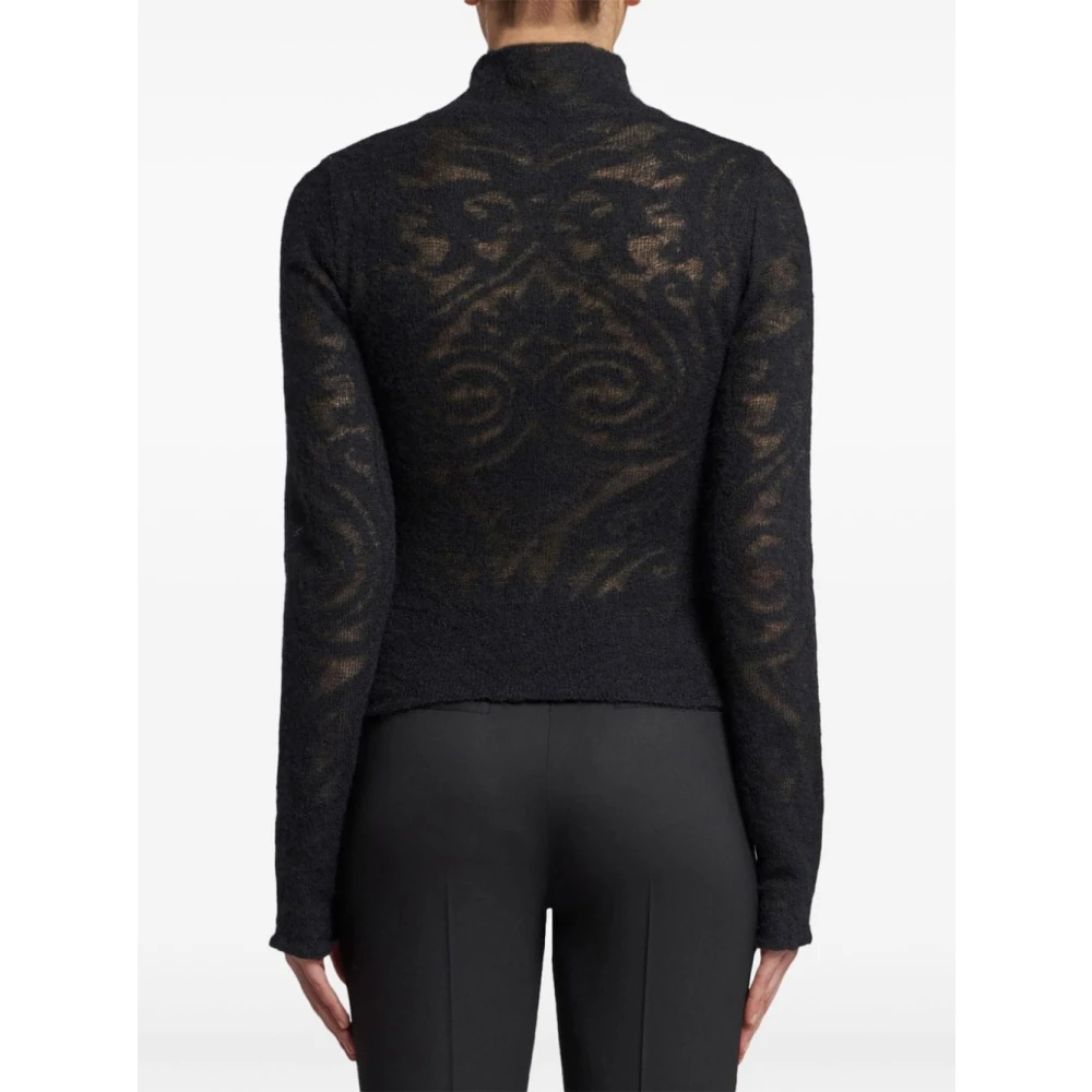 ETRO Zwarte Gebreide Jacquard Trui Black Dames