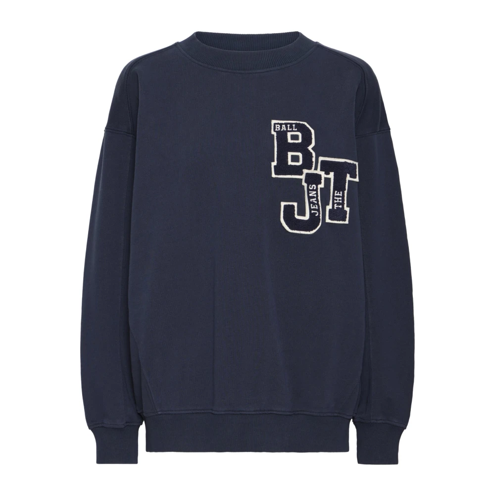 Ball Women's Blue Letter Patch Sweater In Sky Captain