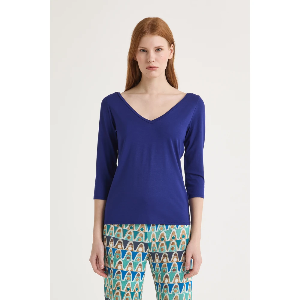 Maliparmi Zachte Jersey T-Shirt Blue Dames