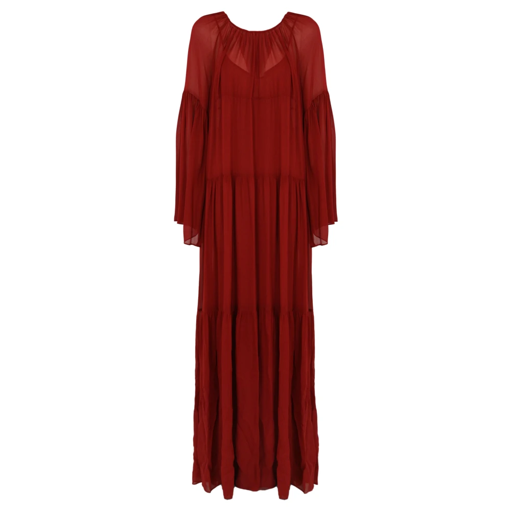 Philosophy di Lorenzo Serafini Röd Lång Klänning Georgette Crepe Red, Dam