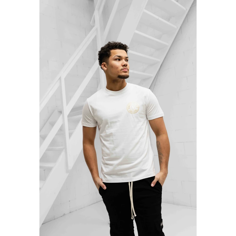 Versace Jeans Couture Wit V-Embleem T-Shirt Heren White Heren