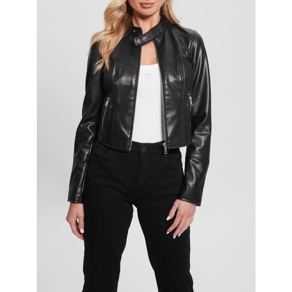 Guess Leather Jackets Black Dames