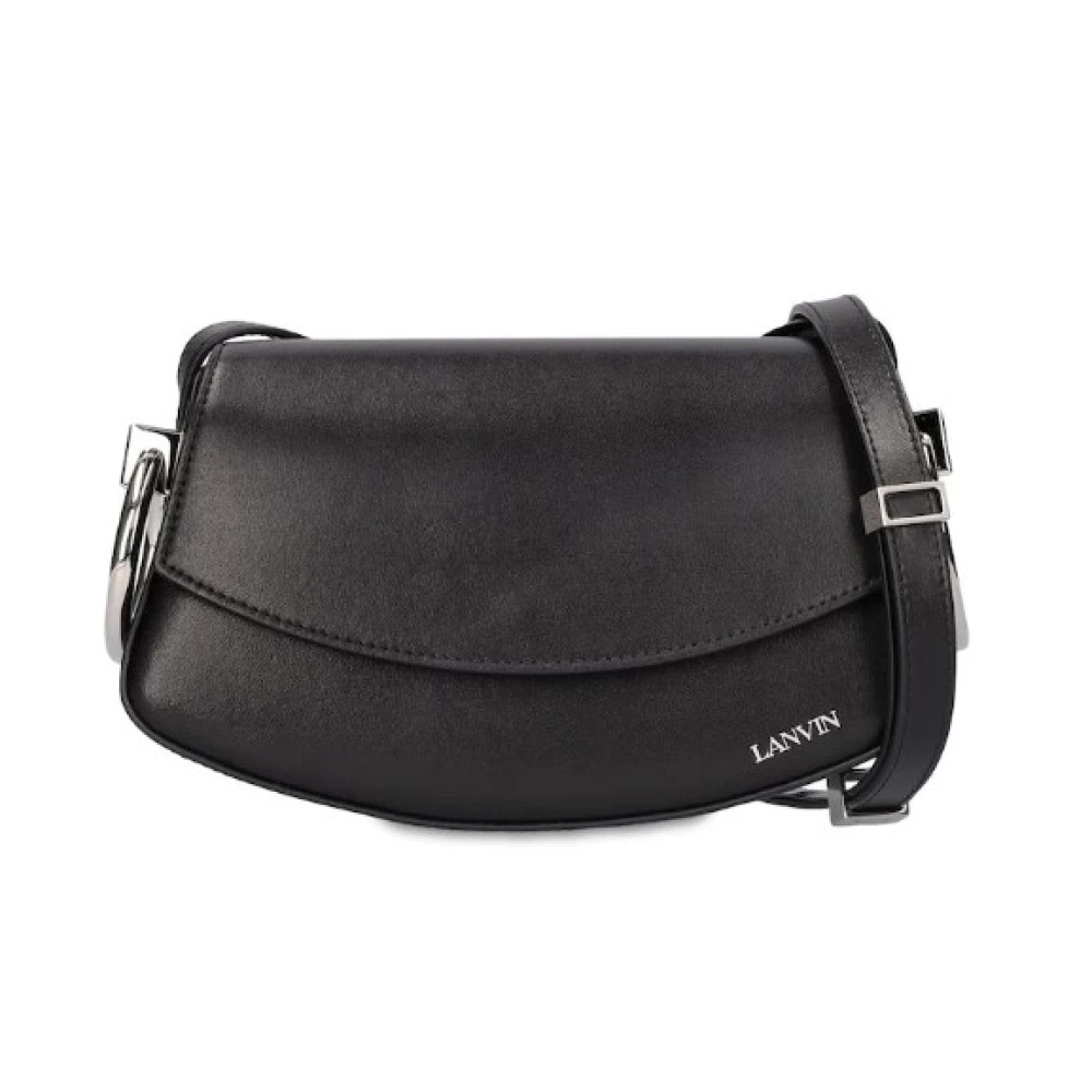 Lanvin Zwarte Crossbody Flap Tas met Metallic Black Dames