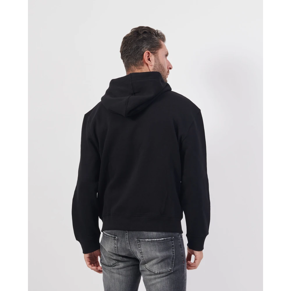 Guess Zwarte hoodie met rits en zakken Black Heren